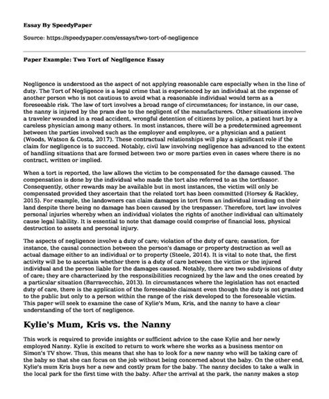 Image result for Tort Report Example