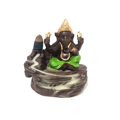 Puja N Pujari Decorative Green Ganesha Smoke Fountain Backflow Cone ...