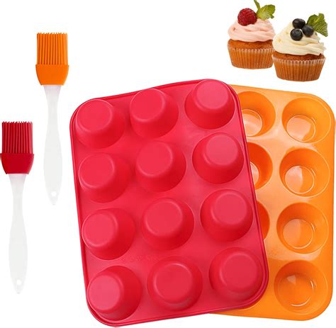 TYXHXTF 2 Pack Muffin Tray, Silicone Muffin Pan, Non Stick Cupcake Tin ...