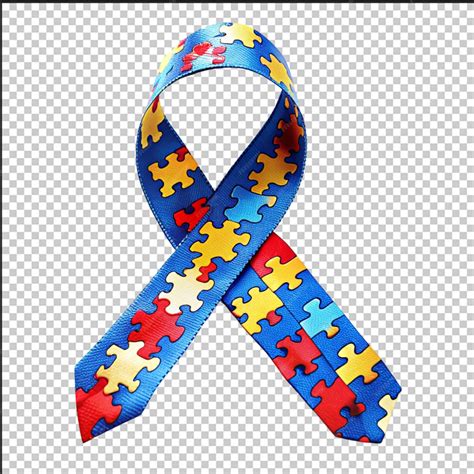 Premium PSD | World autism awareness day blue ribbon with colorful ...