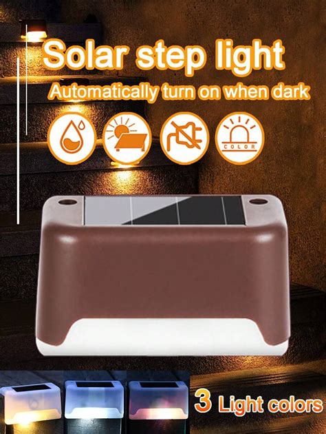 1/4/8PCS Warm/White/Colored Light Outdoor Solar Deck Light LED Stair ...
