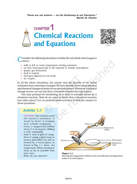 Chemical Reactions And Equations - NCERT Book of Class 10 Science