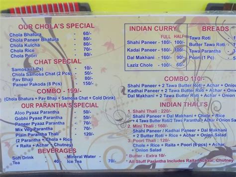 Menu at The Chola's, Delhi, A249