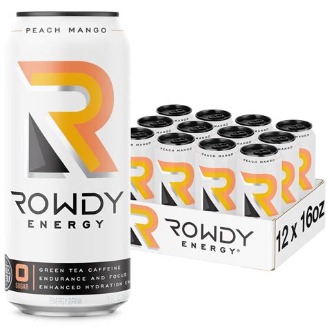 Buy Rowdy Energy, Sugar Free Energy Drink, Peach Mango, 16 fl oz, 12 ...
