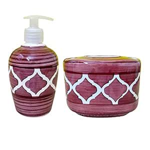 KunhaR Ceramic 2-Piece Bathroom Accessory Set, Purple Brown (Liquid ...