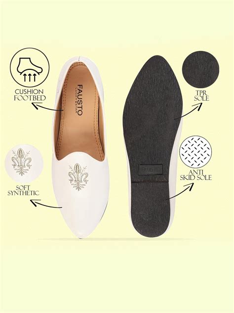 Shop Men White Wedding Ethnic Party Embroidery Design Slip On Juttis ...