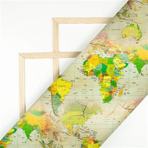 Sand Beige And Yellow Map Pattern Digital Print Ultra Premium Butter C ...