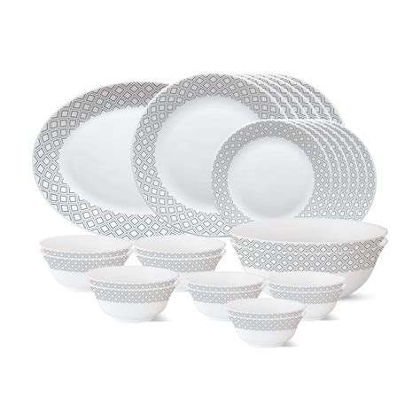 Larah by Borosil - Tiara Series, Black Grey Cone, 27 Pcs, Opalware ...