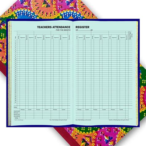 Teachers Attendance Register | 100 Pages | 50 Sheets | Hard Bound ...