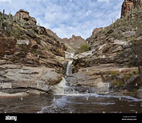 Seven Falls, at the end of Bear Canyon Trail in Tucson, Arizona Stock ...