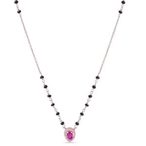 ZAVYA 925 Sterling Silver Oval Red Cubic Zircon Rose Gold Plated ...