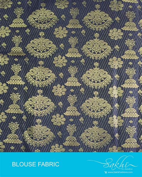 Black & Gold Pure Kanchivaram Silk Blouse Fabric | Sakhi Fashions ...