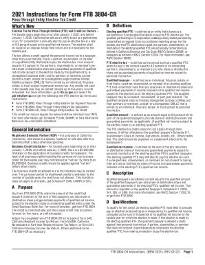 Fillable Online 2021 Instructions for Form FTB 3804-CR Pass-Through ...