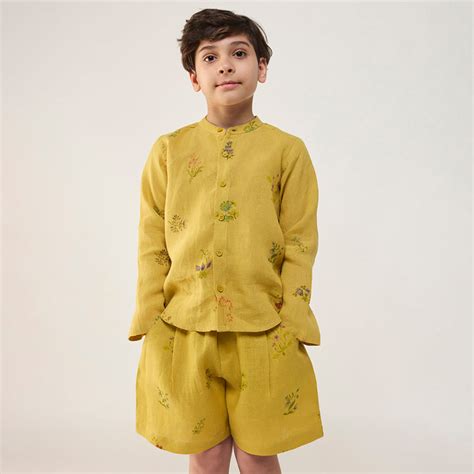 Akio Floral Linen Shirt - Ochre – Manan
