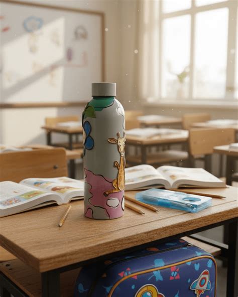 Giraffe Giggles Inspired Customized 3D Hand Painted Kids Bottle – 500m