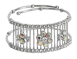 Buy DollsofIndia White Stone Studded Cuff Bracelet - Metal - White at ...