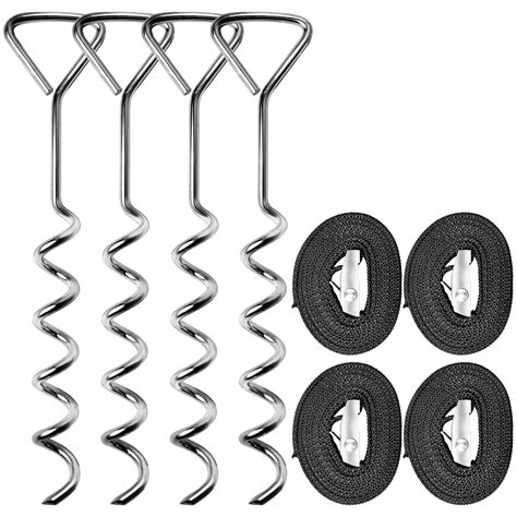 OK5STAR 4 Pack Trampoline Stakes 16in Galvanized Spiral Trampoline ...