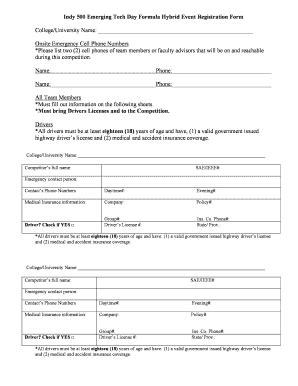 Fillable Online formula-hybrid Indy Registration Form - Formula Hybrid ...