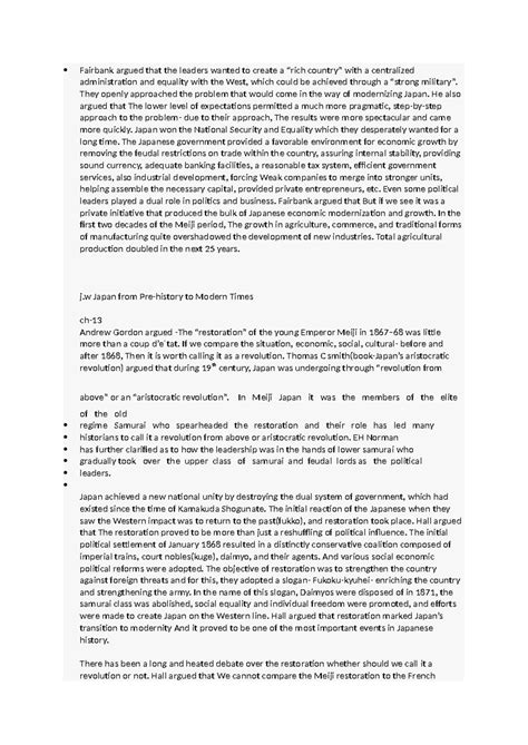 Fairbank -tokugawa - imp - Fairbank argued that the leaders wanted to ...