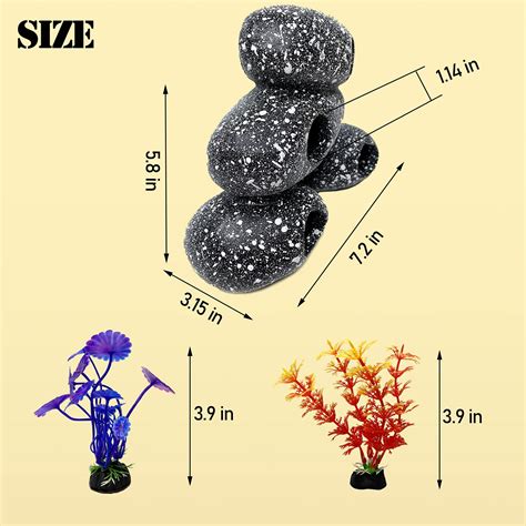 kathson Cichlids Caves Decor, 4 in 1 Aquarium Resin Rock Decoration ...