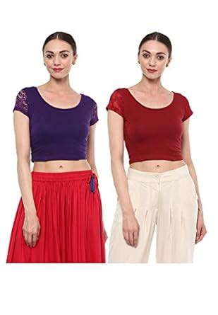Buy Salwar Studio Cotton Front Button Saree Blouse (Pack of 2) (SSB ...