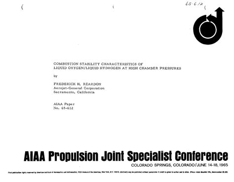 Reardon 1965 - Notes - COMBUSTION STABILITY CHARACTERISTICS O F LIQUID ...