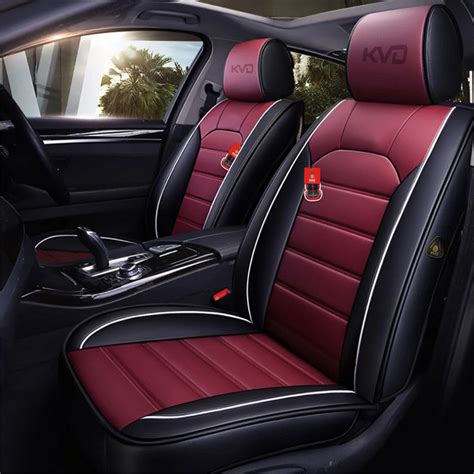 KVD Superior Leather Luxury Car Seat Cover for Skoda Slavia Black + Wi ...