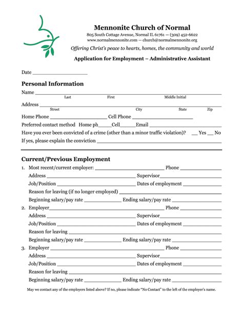 Fillable Online normal il us mennonite Mennonite Church of Normal ...