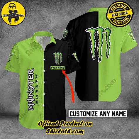 Monster Energy Personalized Multicolor Button Shirt - Shicloth