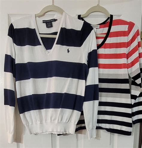 37: Ralph Lauren Blue & White Stripe Sweater and Christopher & Banks ...