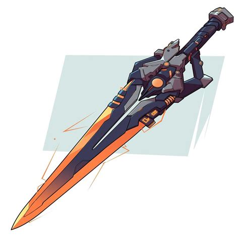 Espada estilosa em estilo cyberpunk em um logotipo 2D de fundo branco ...