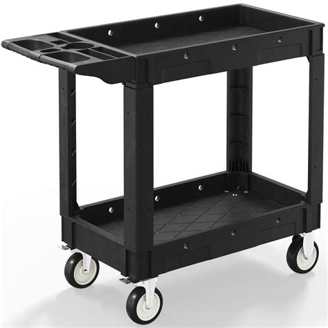Amazon.com: 2 Shelf Heavy Duty Plastic Utility Cart, Service Cart Tub ...
