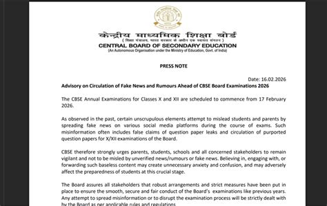 CBSE releases important notice ahead of board exams 2026, warns of ...
