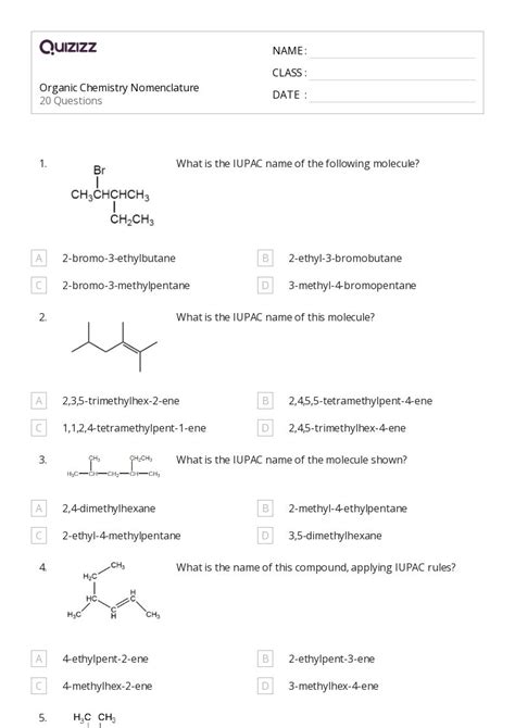 50+ organic chemistry worksheets for 10th Class on Quizizz | Free ...