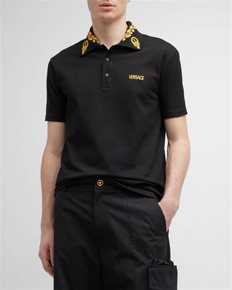 Versace Men's Greca-Collar Polo Shirt | Neiman Marcus