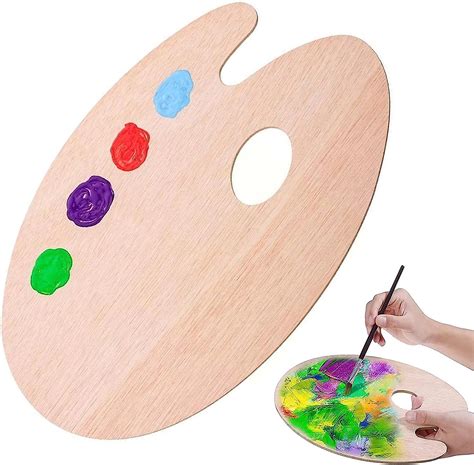 Oval Paint Palette,Wooden Paint Palette,Wooden Oil Paint Palettes,Wooden Palette with Convenient ...