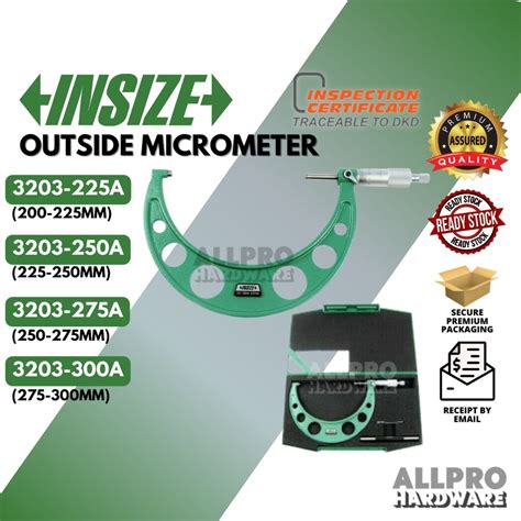 INSIZE Outside Micrometer 3203-225A (200-225mm) / 3203-250A (225-250mm ...
