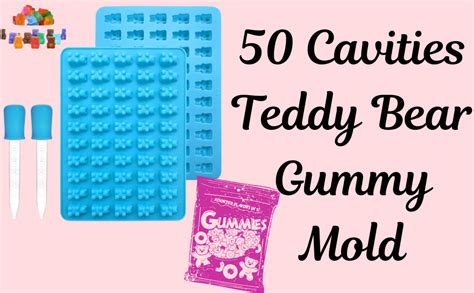 LEGACYCART Silicone 1 PC 50 Cavities Teddy Bear Gummy Molds With 2 ...