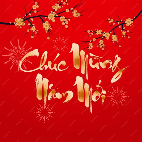 Happy new year in vietnamese with apricot blossoms and firework in the ...