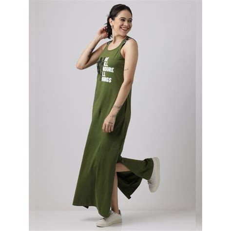 Buy Slumber Jill Pesto Green Luxe Lounge Nightdress Online