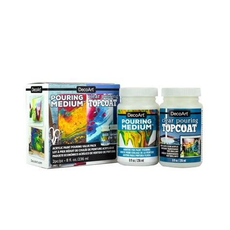 DECOART ACRYLIC PAINT POURING VALUE PACK-POURING MEDIUM+CLEAR POURING ...