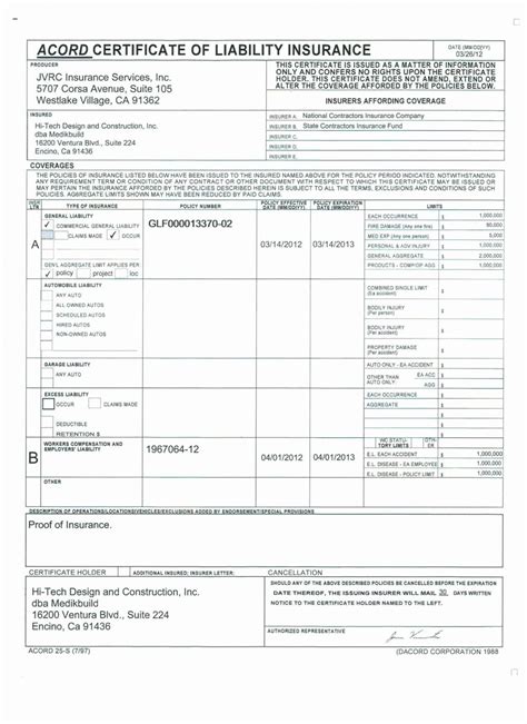 Liability Insurance Certificate 的图像结果