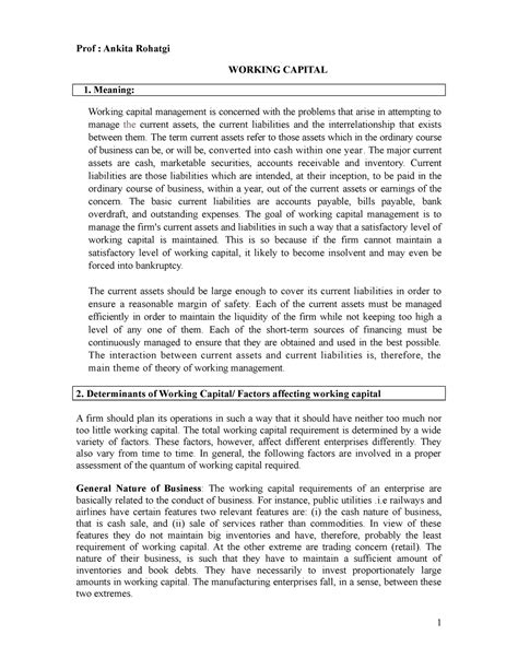 Working Capital - WORKING CAPITAL Meaning: Working capital management ...