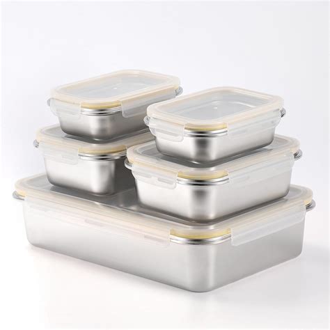 Amazon.com: GEEJA 18/8 Stainless Steel Food Storage Containers, Meal ...