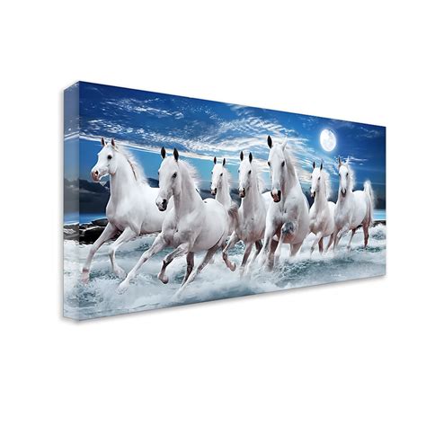 7 Running Horses Vastu Canvas Painting for Home or Office Wall Décor ...