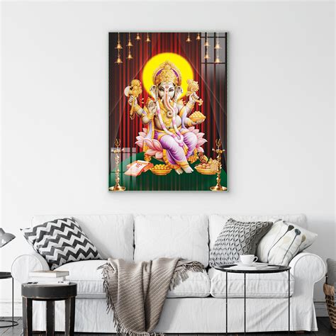 Lord Ganesh Flora Gold Design for Home & Office Decor Paintings – Flair ...