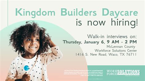 Kingdom Builders Daycare Hiring Event | Workforce Solutions for the Heart of Texas