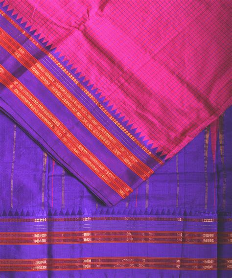 Magenta pink color striped handloom narayanpet silk saree – TGSCO Handlooms