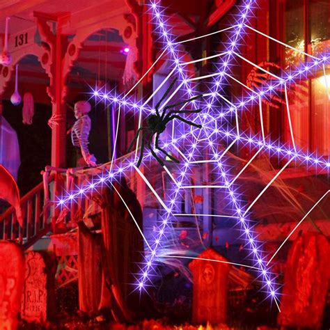 JLFNYA Spider Webs Halloween Decorations,Halloween Outdoor Light Decor ...