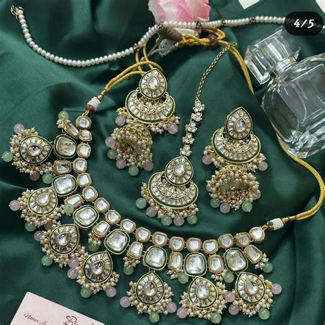 India Art Gold Plated Kundan Stone And Pearls Necklace Set – JewelEMarket